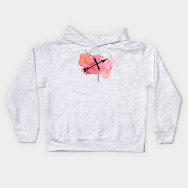 Bow and Arrow in Pink Watercolor Kids Hoodie by Susy Maldonado illustrations